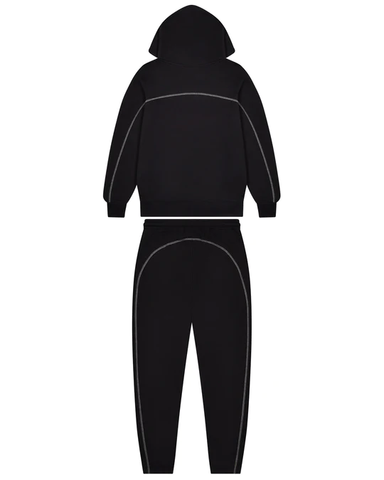 New Shooters Arch Panel Hooded Tracksuit Black - Trapstar London